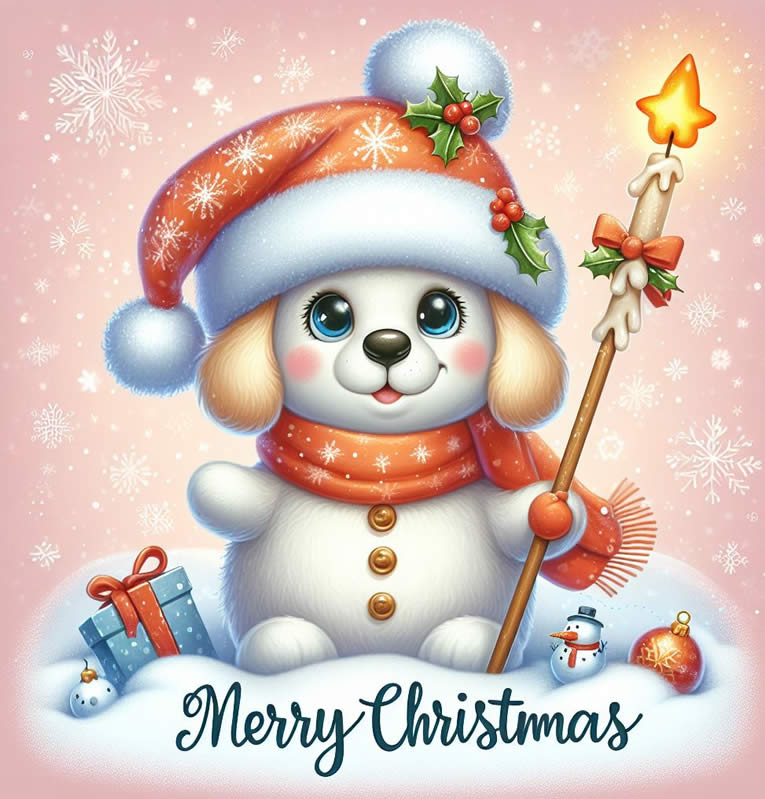 Immagine Merry Christmas con pupazzo di neve